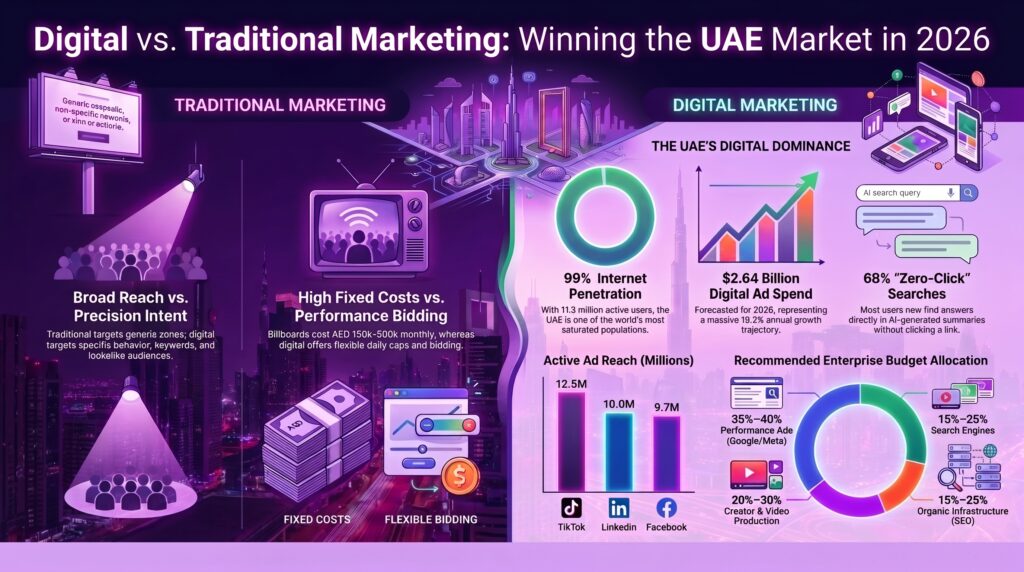 Digital Marketing vs Traditional Marketing in UAE infographic